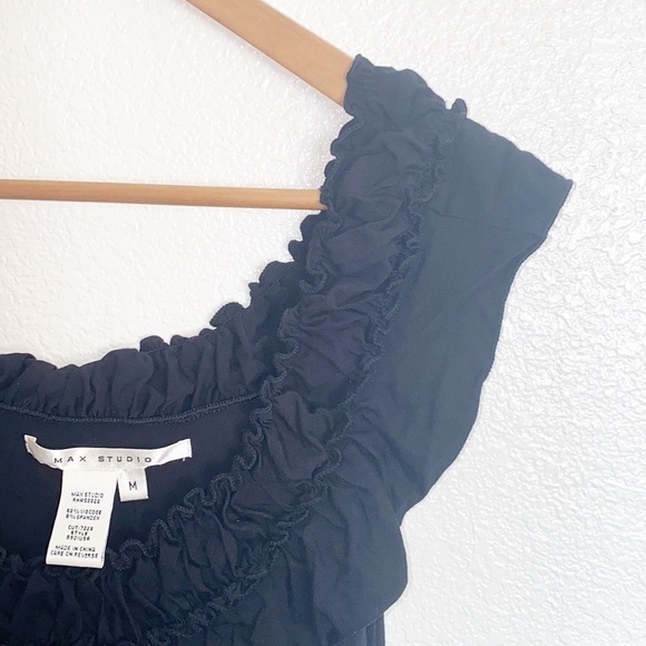 Max Studio Off Shoulder Black Ruffle Midi Dress - Picture 6 of 8